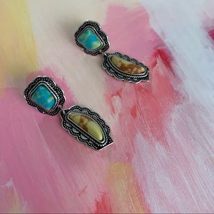Silver Faux Turquoise Earrings